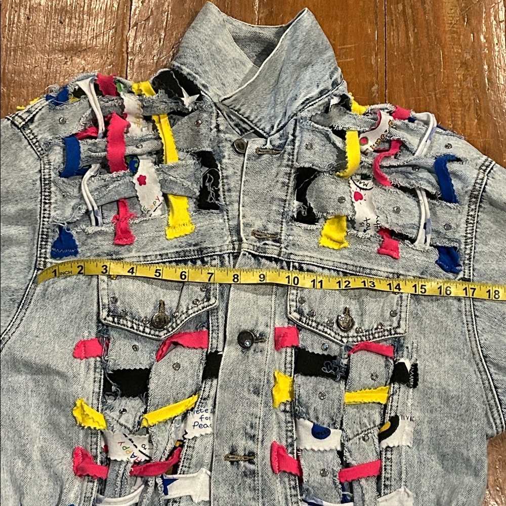 TAMARA MARIE Colorful Denim Jacket with Accents Sz Medium - 1 of a Kind - Picture 10 of 13